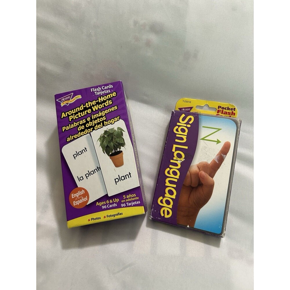 TREND Flash Cards Lot: Around-the-Home Words Eng/Sp and Sign Language